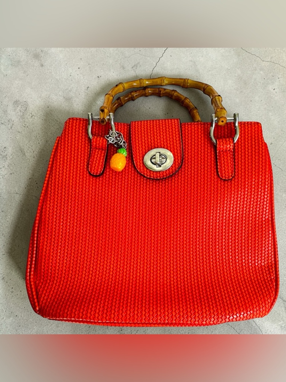 Sourpuss Orange Woven Tiki Handbag - Retro Rockabilly Pineapple - Picture 13 of 14